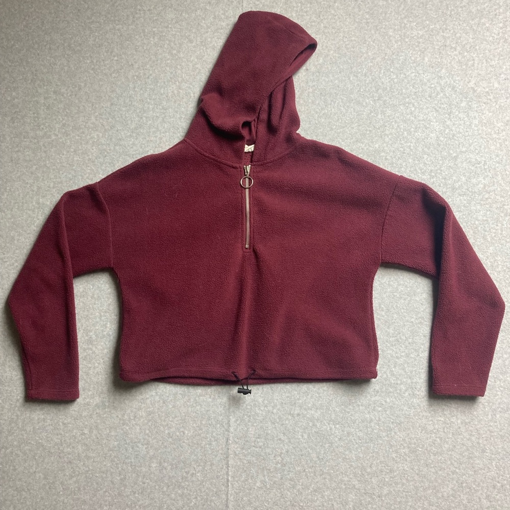 Cropped Fleece Hooded Sweater